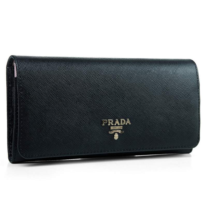 Knockoff Prada Real Leather Wallet 1137 black - Click Image to Close